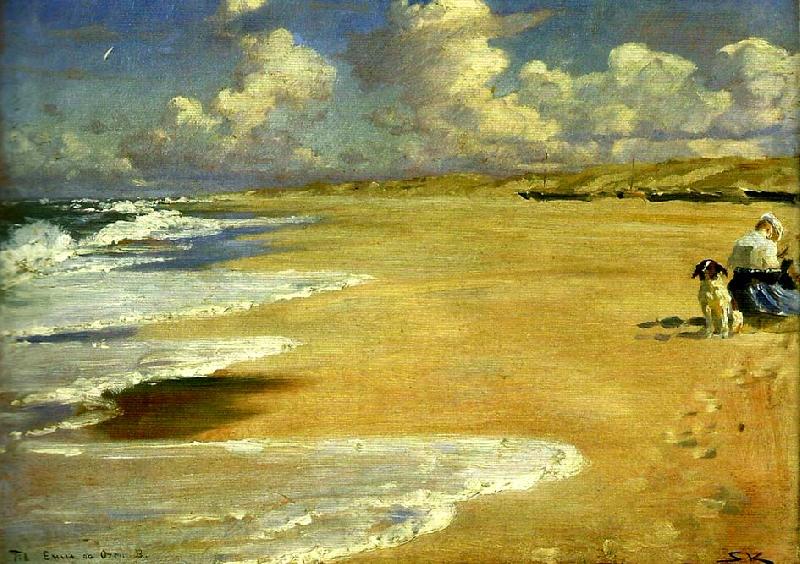 Peter Severin Kroyer marie kroyer malar pa stenbjerg strand Spain oil painting art